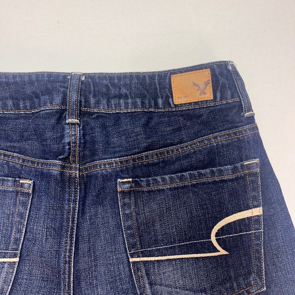 American Eagle Denim‎ Shorts Hi-Rise Festival Frayed Hem Dark Wash Size 2 - Picture 6 of 7
